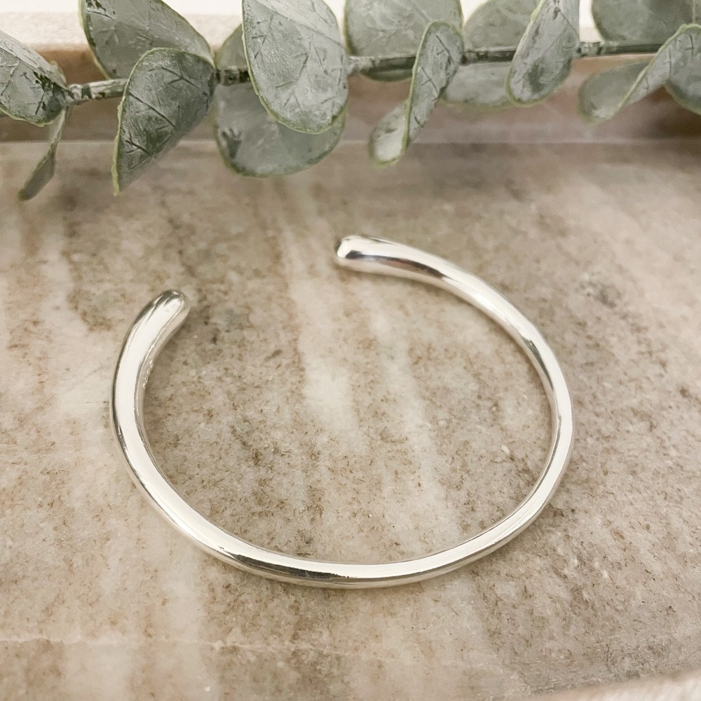 925 Sterling Silver Chunky Bangle Bracelet Thick Cuff Bracelet